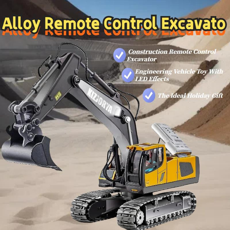 Remote Control Excavator Toys for Boys Turns 680-Degree 2 Batteries Metal Shovel Lights/Sounds Construction Toys Birthday Gifts Boy Toys for 3 4 5 6 7 8 Years Old
