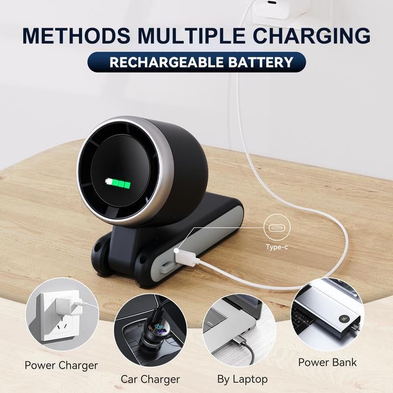 Portable Handheld Turbo Fan, 5 Gear Wind, 3600Mah Battery Operated, 3 in 1 Hand Fan Rechargeable with Air Turbo Tech Cooling Fan for Outdoor Activities Travel, Working