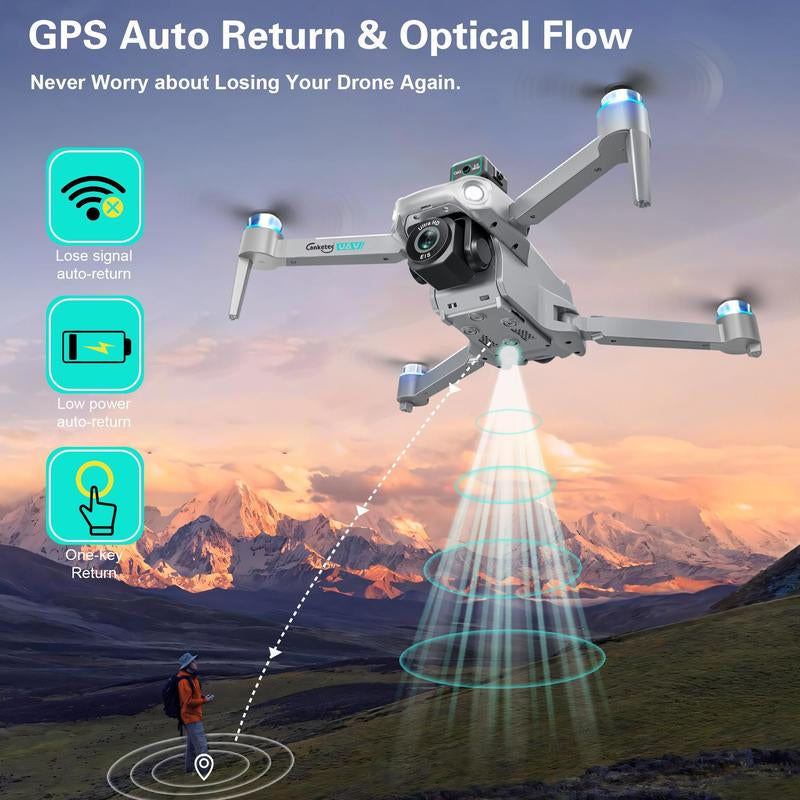 2025 NEW GPS Drone with 4K UHD EIS Camera, 5G Wifi FPV RC Quadcopter with Brushless Motors, Optical Flow Positioning, Obstacle Avoidance, Auto Return