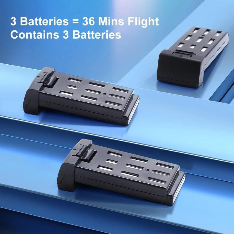 D94 Drone with HD Dual Camera, RC Quadcopter Drone with Light, Avoiding Obstacles, Headless Mode, 3 Batteries Accessories Remote Electronic Device