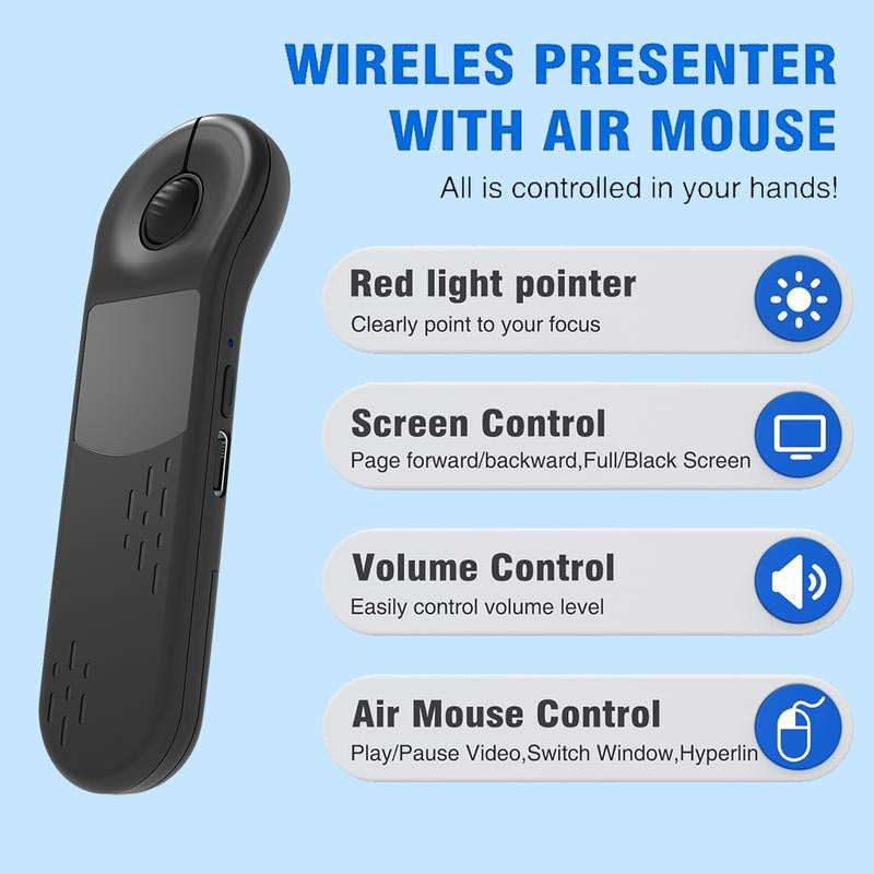 Remote Control Bluetooth+2.4G Rechargeable Handheld Scrolling Air Laser Mouse with Touchpad for Tik_Tok , Wireless Presentation Clicker, Video Scroller & Page Turn for Kindle App,For Powerpoint Slide,Selfie,For Android & Ios and Pc,Laptop,Mac,Tablet