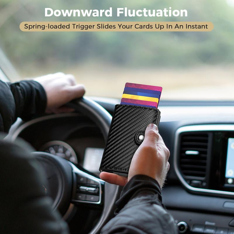 Card Holder, Men Credit Card Holder, Slim Card Case Front Pocket Anti-Theft-Rfid Auto Pop up Travel Thin Wallets for Men