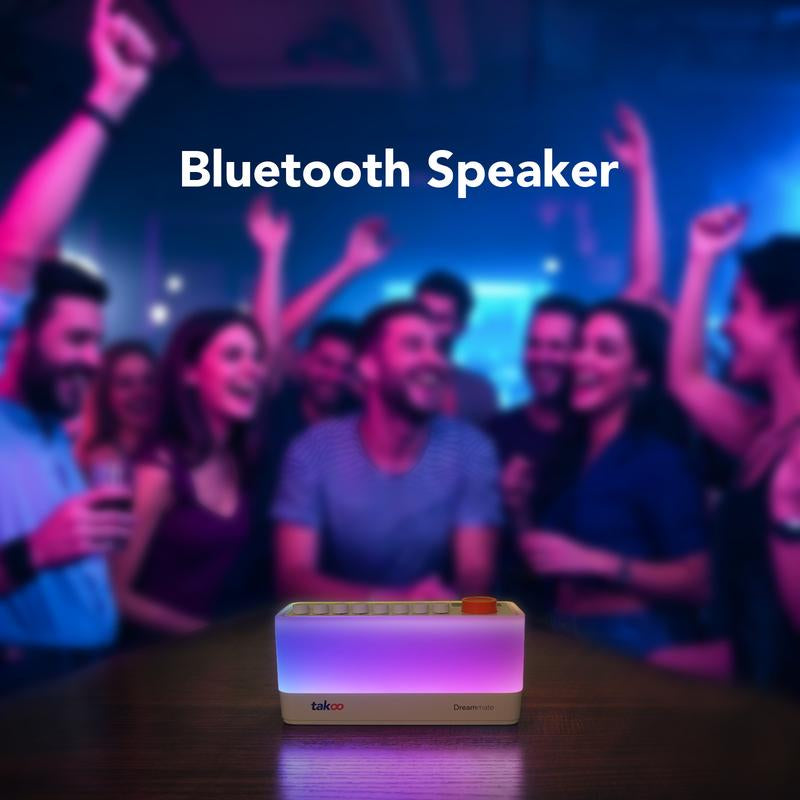 TAKOO 3-In-1 Portable Bluetooth Speaker/Sound Machine/Night Light, DIY Mixable 7 Nature Sounds & White Noise, 11 Ambient Lights, 180-Min Timer for Sleep Aid, Relaxing, Kids, Meditation