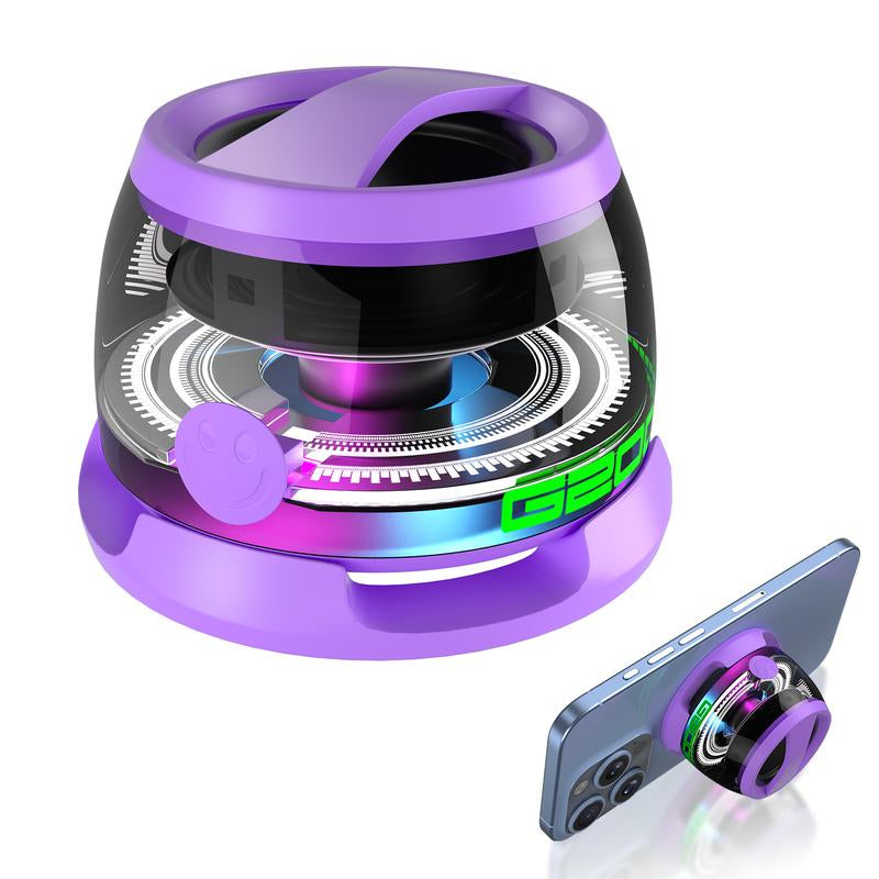 Magnetic Bluetooth Speaker,G200 5W Mini Speaker Wireless Bluetooth 5.0,LED Light Game Mode,4H Playtime,Suitable for Travel,Cook,Run-Black/Purple