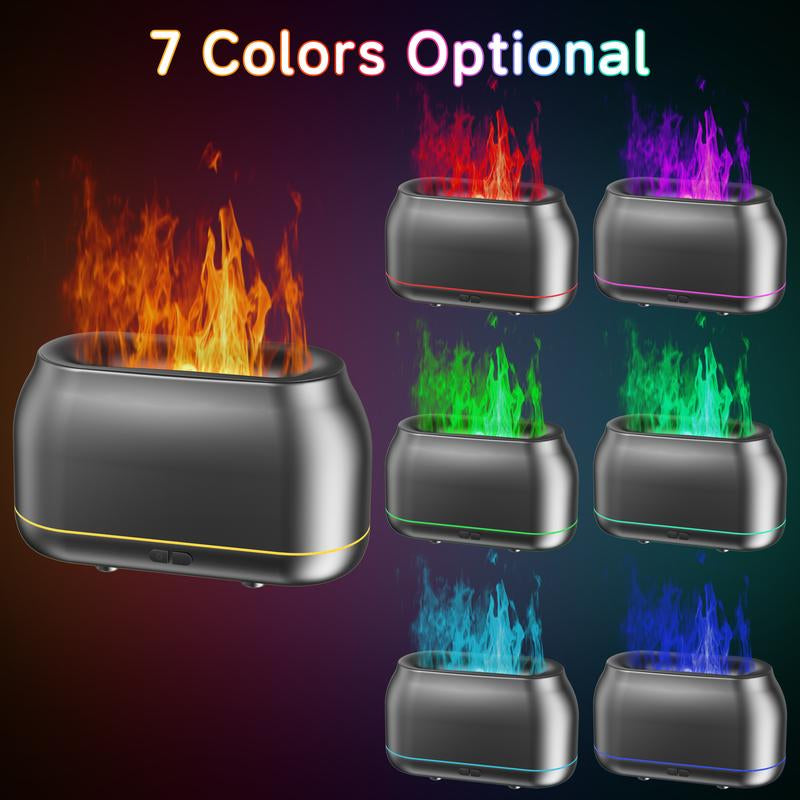 Upgraded Colorful Flame Essential Oil Diffuser, 7-Color LED, Silent Humidifier with Auto-Off Protection, 160Ml for Home, Office & Yoga