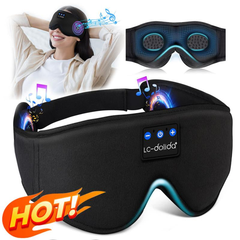 Lc-Dolida 3D Bluetooth Sleep Mask with Headphones, Wireless Music Sleep Headband Eye Mask for Side Sleepers,Sleeping Comfortable Black-3D Relaxation Light Blockin Travel