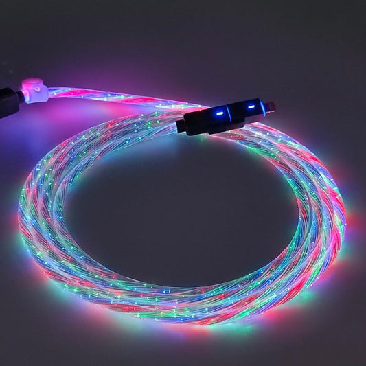 【Father'S Day Gift】240W 4-In-1 Lightning Charging Cable, Multi Charging Cable for Iphone, Ipad, Samsung, Laptops & Universal Cellphones with USB A, Type C & Lightning Charger, Four in One Charging, Smartphone Cellphone Charger, Glow Cable