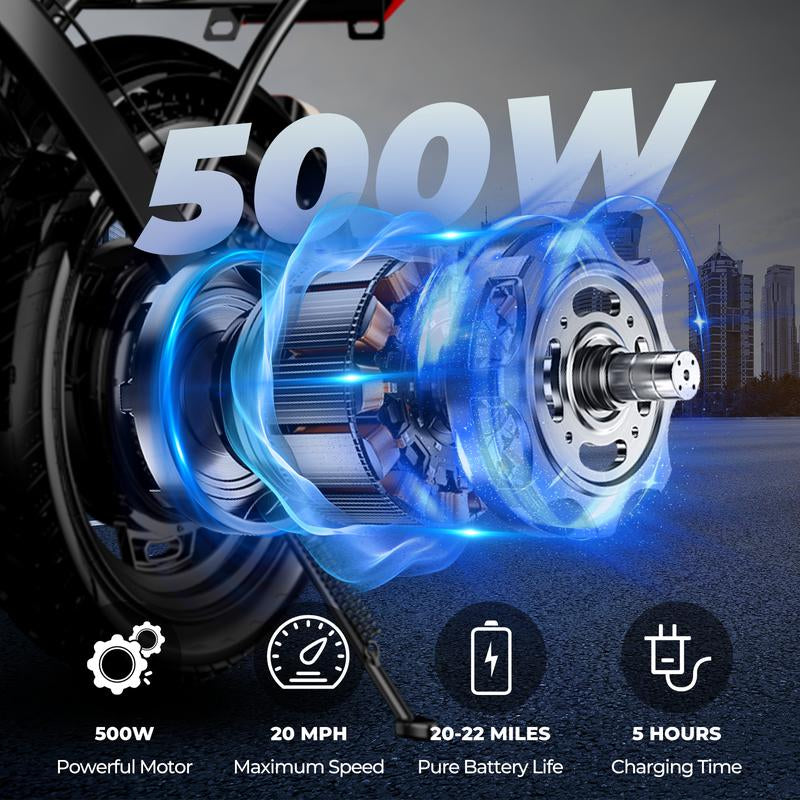 Terrosor Ebikes for Adults, 400W Motor 22MPH Max Speed, 14” Tire, 48V 15AH Removable Battery for Electric Bike, Multi-Shock Absorption, City Commuter, Foldable Adult Electric Bicycles Bici Urbana Rechargeable Motorcycle