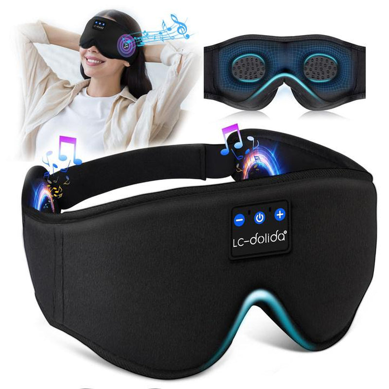 Lc-Dolida 3D Bluetooth Sleep Mask with Headphones, Wireless Music Sleep Headband Eye Mask for Side Sleepers,Sleeping Comfortable Black-3D Relaxation Light Blockin Travel