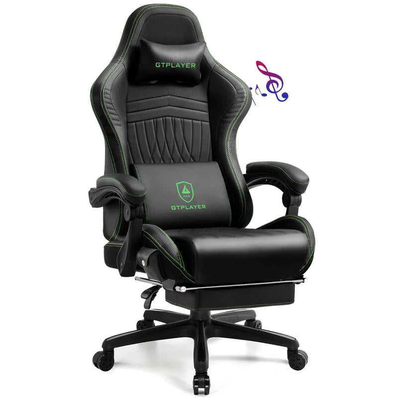 GTPLAYER Gaming Chair with 5.1 Compatible Bluetooth Speakers, High Back Ergonomic Design, 150° Maximum Inclination, PU Leather, Assembly Required