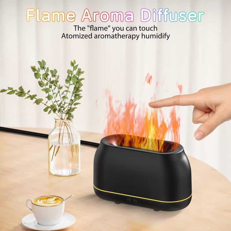 Upgraded Colorful Flame Essential Oil Diffuser, 7-Color LED, Silent Humidifier with Auto-Off Protection, 160Ml for Home, Office & Yoga