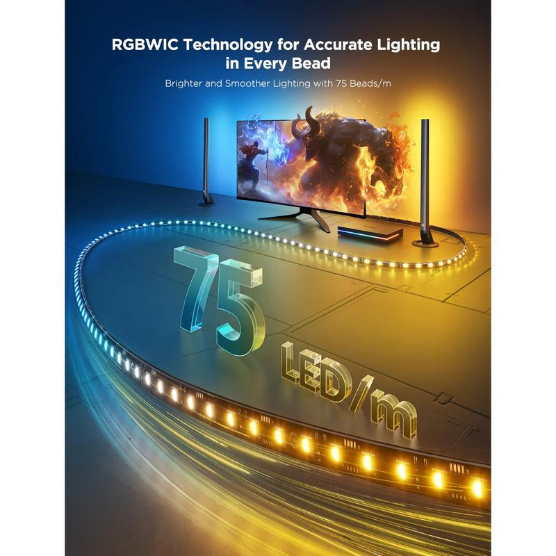 Govee HDMI 2.1 Sync Box 2, AI Sync Box with TV Backlight, Supports 8K@60Hz, 4K@144Hz, VRR and ALLM, 4 in 1 RGBICW Lighting,Works with Matter and Alexa