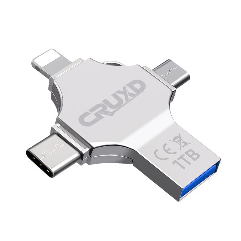 CRUXD 4 in 1 OTG USB Flash Drive Crossshape Memory Photo Stick Portable Mini USB Storage Device External Storage for Iphone/Ipad/Computer/Laptop/Pc/Android External Data Storage