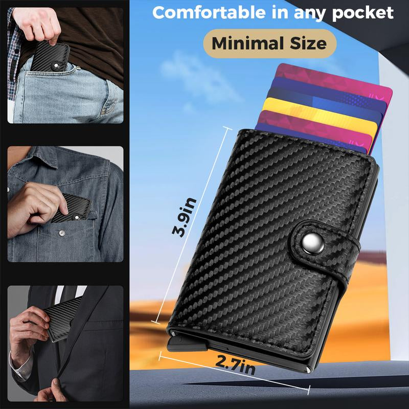 Card Holder, Men Credit Card Holder, Slim Card Case Front Pocket Anti-Theft-Rfid Auto Pop up Travel Thin Wallets for Men