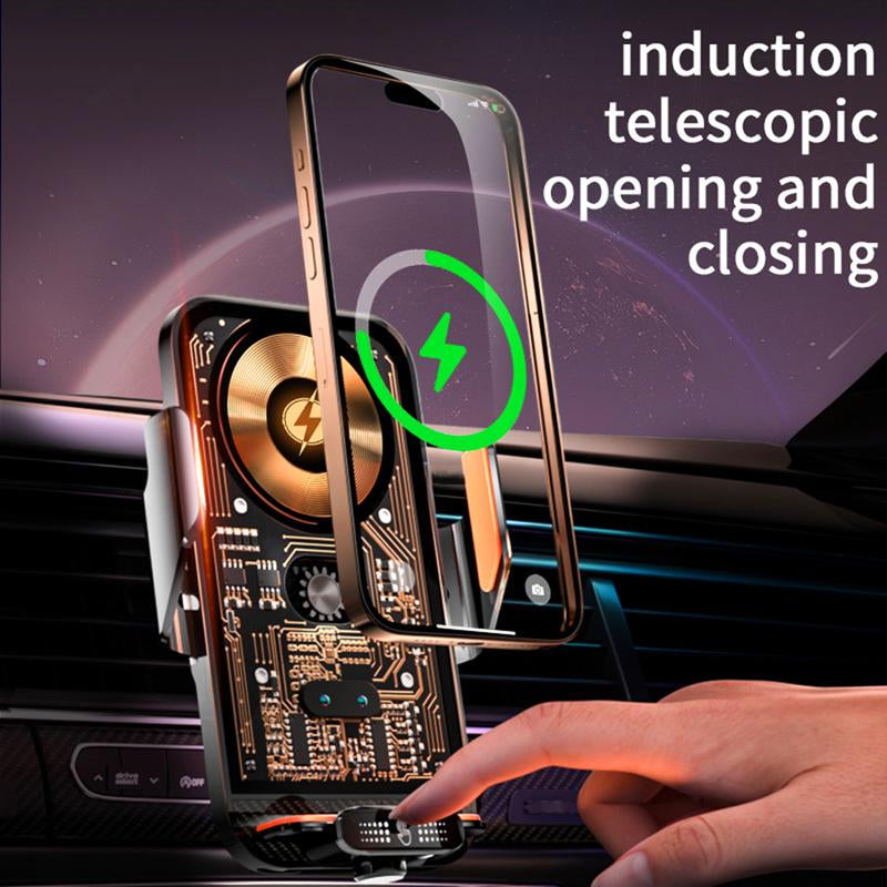 Bilolly Wireless Car Charger, 15W Fast Charging Auto-Clamping Car Charger Phone Holder Phone Holder Suitable for Iphone 16 15 14 13 12 Pro Max 11 XR XS, Samsung Galaxy S24 Ultra S23 S22 S21, S20, S10+, and Other Smartphones. Clip Plug