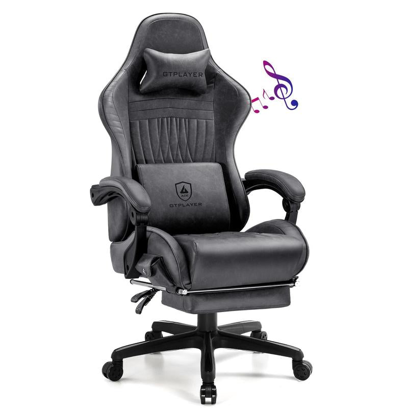GTPLAYER Gaming Chair with 5.1 Compatible Bluetooth Speakers, High Back Ergonomic Design, 150° Maximum Inclination, PU Leather, Assembly Required