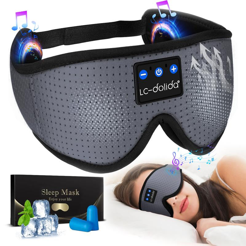 Lc-Dolida 3D Bluetooth Sleep Mask with Headphones, Wireless Music Sleep Headband Eye Mask for Side Sleepers,Sleeping Comfortable Black-3D Relaxation Light Blockin Travel