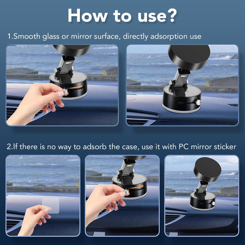 Magnetic Vacuum Phone Stand Holder ,Foldable and Portable Design,Strong Magnet,Suitable for Smooth Surfaces,Multi-Scene Use Compact Folding