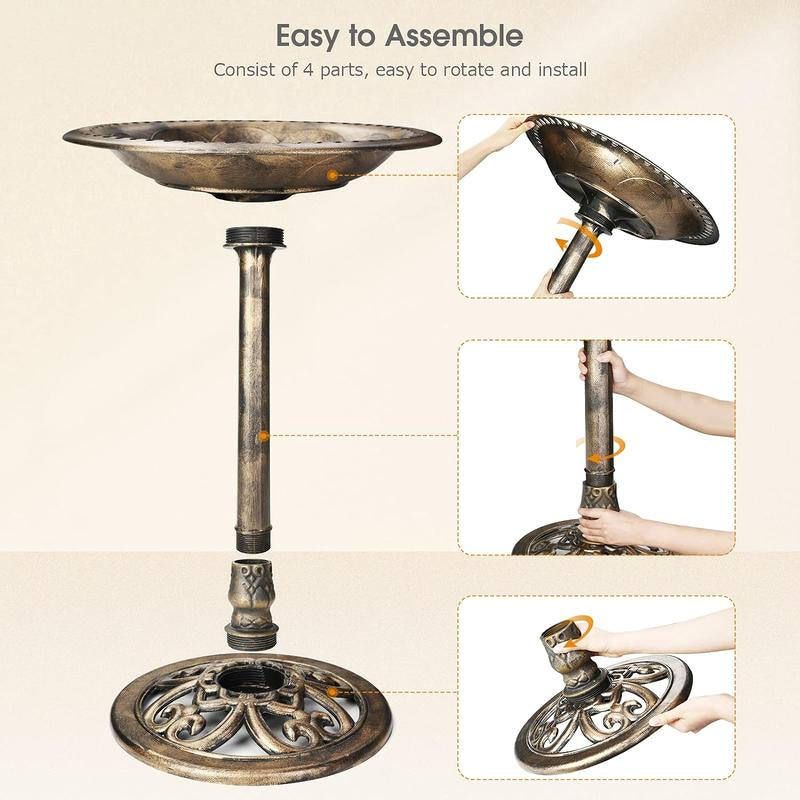 AISITIN Outdoor Garden Bird Bath Fountain,With a 2.5W Solar Fountain,Weather Resistant Polyresin,For Outdoor Use in Settings Gardens,Patios,And Ponds(Split the Shipping Package into 2 Parts)