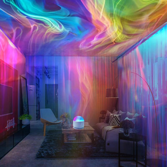 Aurora & Water Ripple 2 Counts of Shades Projector Light, 16 Colors USB LED Dynamic Ambient Color Changing W/ Remote, Bathroom Decal Lights at Night Home Decor Wall Ceiling Modern Design Mother'S Day Gift
