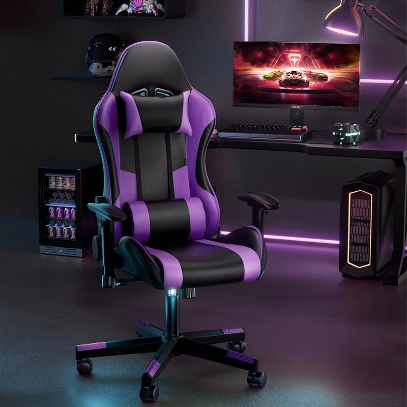 Gaming Chair Computer Chair with Leg Lumbar Support,Height Adjustable Gaming Chair with 360°Swivel Seat,Headrest for Office or Gaming,Ergonomic Design