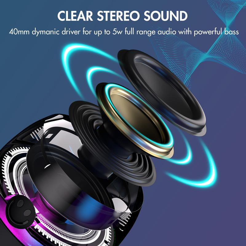 Magnetic Bluetooth Speaker,G200 5W Mini Speaker Wireless Bluetooth 5.0,LED Light Game Mode,4H Playtime,Suitable for Travel,Cook,Run-Black/Purple