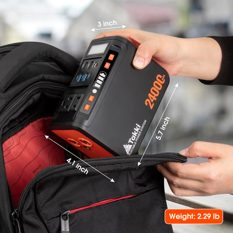 Takki Portable Power Station 88Wh Lithium Battery Solar Generator Power Bank with 120W Peak AC Outlet Battery Backup for Camping, Home Use, Emergency(Without Solar Panel)