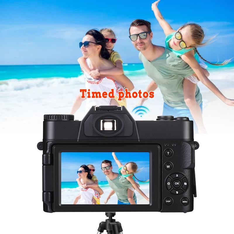 4K 56MP Vlogging Camera with 180° Flip Screen, Compact Camera with 16X Digital Zoom, 32GB TF Card, 1 Battery (Black)