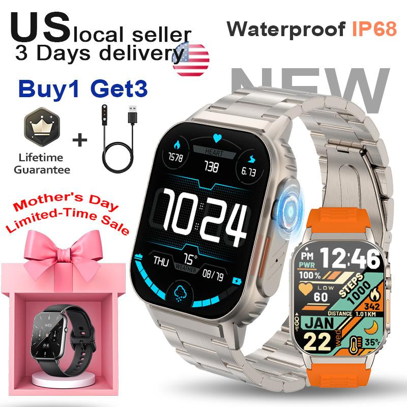 Mother’S BOGO 2 Watches! Rugged & Elegant Smartwatch for Women – Waterproof, Health Monitoring, 120+ Sports Modes, Long Battery, Customizable Watch Face.