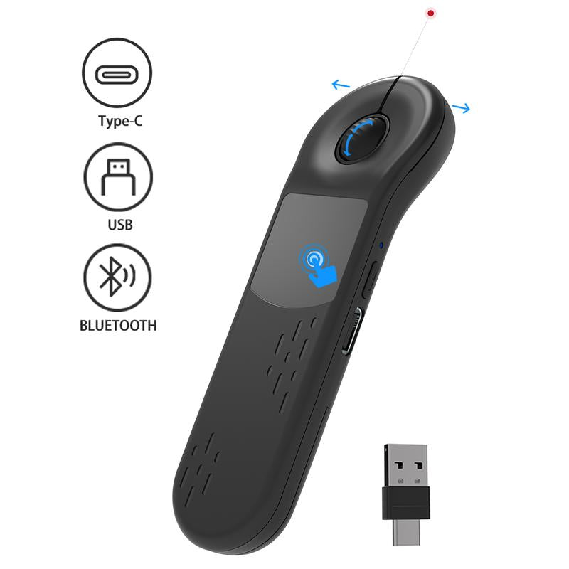 Remote Control Bluetooth+2.4G Rechargeable Handheld Scrolling Air Laser Mouse with Touchpad for Tik_Tok , Wireless Presentation Clicker, Video Scroller & Page Turn for Kindle App,For Powerpoint Slide,Selfie,For Android & Ios and Pc,Laptop,Mac,Tablet