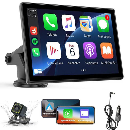 2025 Upgraded Carplay Screen for Car - Portable 7 Inch Touch Screen with Bluetooth, FM Radio, HD Display, 90° Adjustable Angle