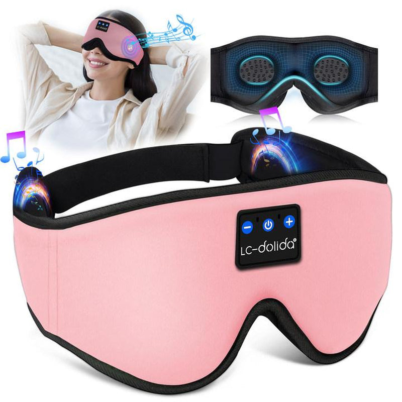 Lc-Dolida 3D Bluetooth Sleep Mask with Headphones, Wireless Music Sleep Headband Eye Mask for Side Sleepers,Sleeping Comfortable Black-3D Relaxation Light Blockin Travel