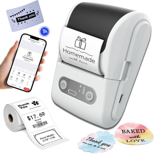 Mutipurpose Mini Label Maker Machine with Tape - Wireless Connection Thermal Label Printer Bluetooth Label Maker Machine, Mini Printer Sticker Maker for Home, Office, Organization, Small Business, Sticker Printer for Phones