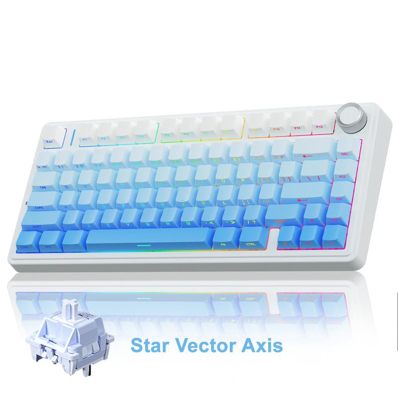 AULA F75 Pro Wireless Mechanical Gaming Keyboard RGB Rainbow Backlit Tri-Mode 2.4G USB-C Bluetooth Hot Swappable Gaming Keyboard for Gamers Gaming PC Accessories Gasket Custom Creamy Keyboard