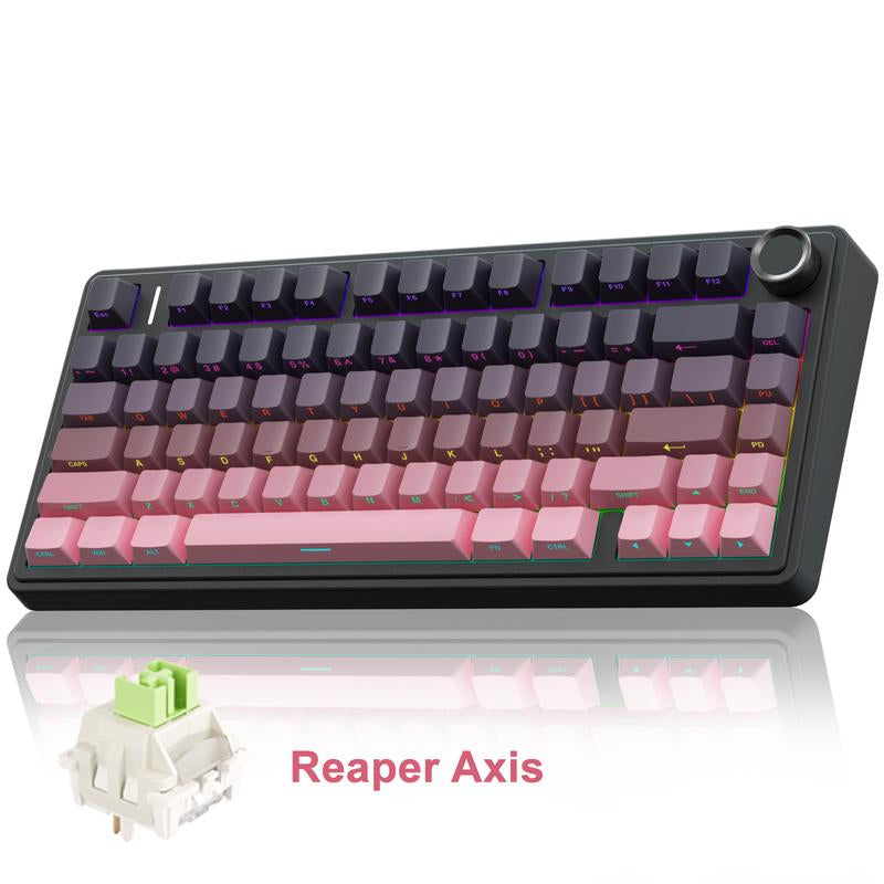 AULA F75 Pro Wireless Mechanical Gaming Keyboard RGB Rainbow Backlit Tri-Mode 2.4G USB-C Bluetooth Hot Swappable Gaming Keyboard for Gamers Gaming PC Accessories Gasket Custom Creamy Keyboard