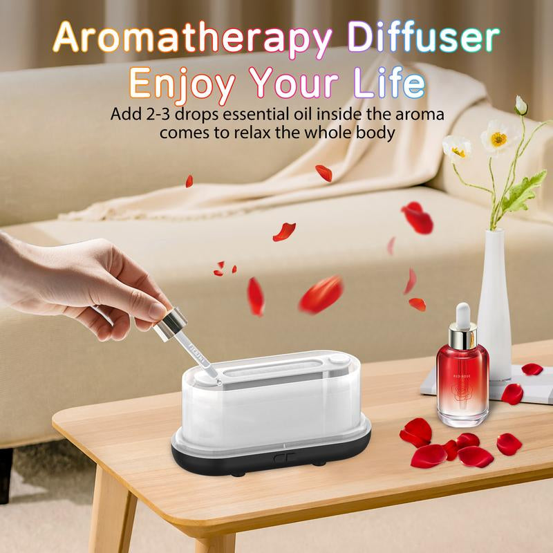 Upgraded Colorful Flame Essential Oil Diffuser, 7-Color LED, Silent Humidifier with Auto-Off Protection, 160Ml for Home, Office & Yoga