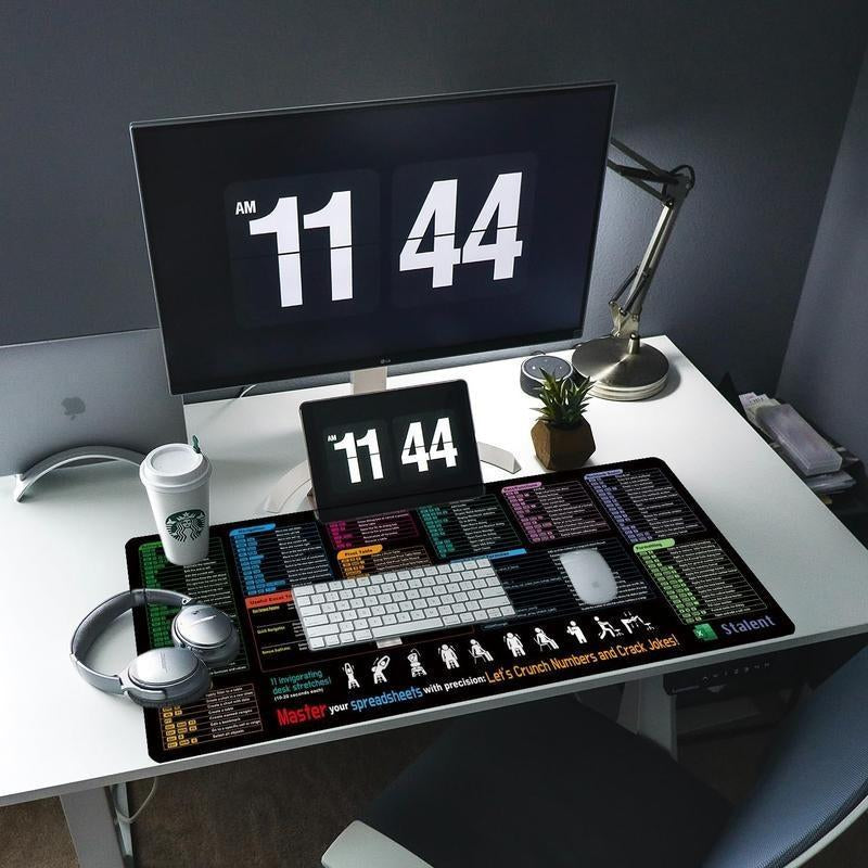 Excel Cheat Sheet Desk Mat, Large 31.5"X11.8" Excel Keyboard Shortcut Mouse Pad