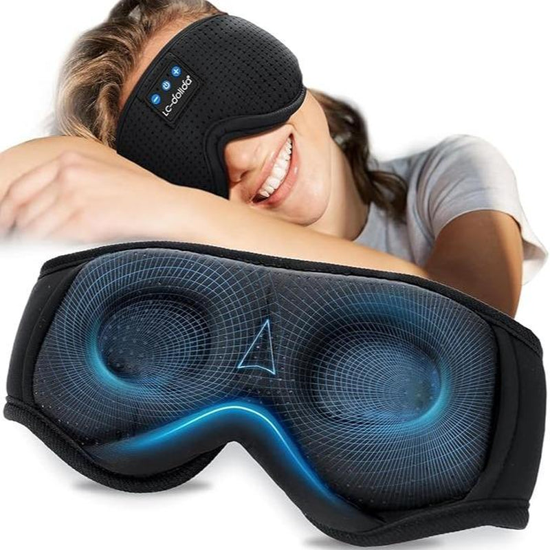 Lc-Dolida 3D Bluetooth Sleep Mask with Headphones, Wireless Music Sleep Headband Eye Mask for Side Sleepers,Sleeping Comfortable Black-3D Relaxation Light Blockin Travel