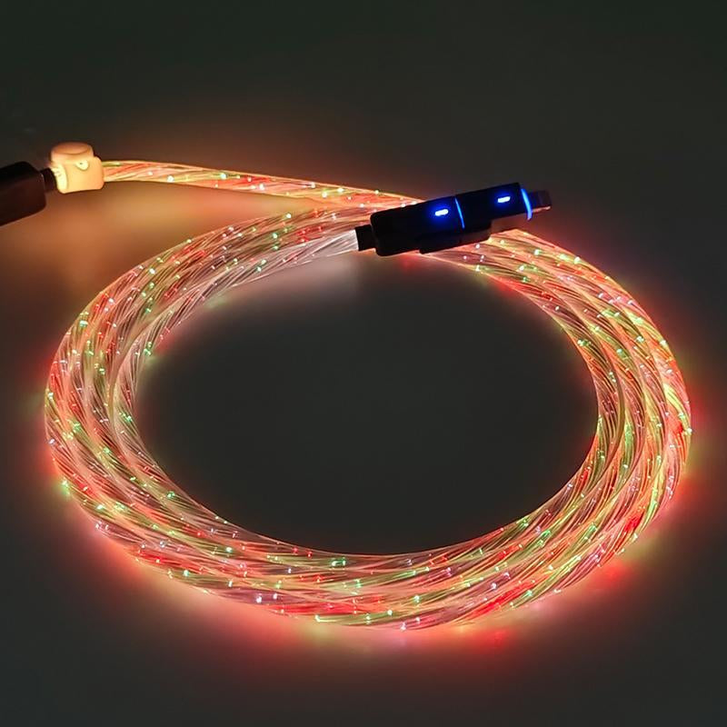【Father'S Day Gift】240W 4-In-1 Lightning Charging Cable, Multi Charging Cable for Iphone, Ipad, Samsung, Laptops & Universal Cellphones with USB A, Type C & Lightning Charger, Four in One Charging, Smartphone Cellphone Charger, Glow Cable