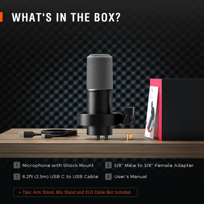 FIFINE K688 XLR/USB Dynamic Microphone, Studio XLR Vocal Podcast Microphone for Recording, USB Streaming Mic with Mute Button, Gain Knob, Headphones Jack for Voice-Over, Video,Gaming