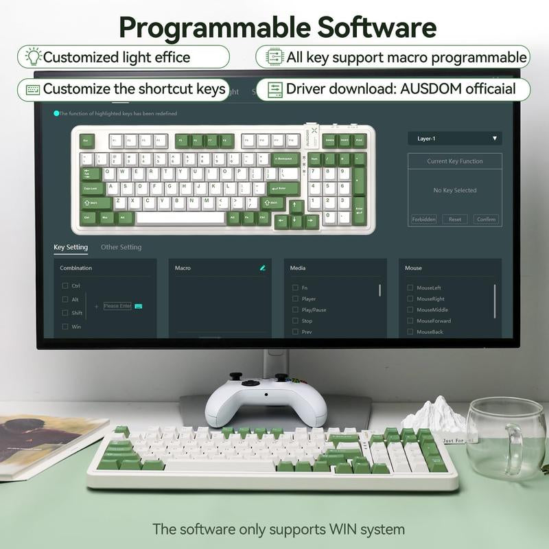 AUSDOM 98Pro Silent Mechanical Keyboard,Wireless Hot Swappable Gaming Keyboard with Backlit,Gasket Structure,Pre-Lubed Tactile Switches,2.4Ghz/Type-C/Bluetooth Custom Keyboard