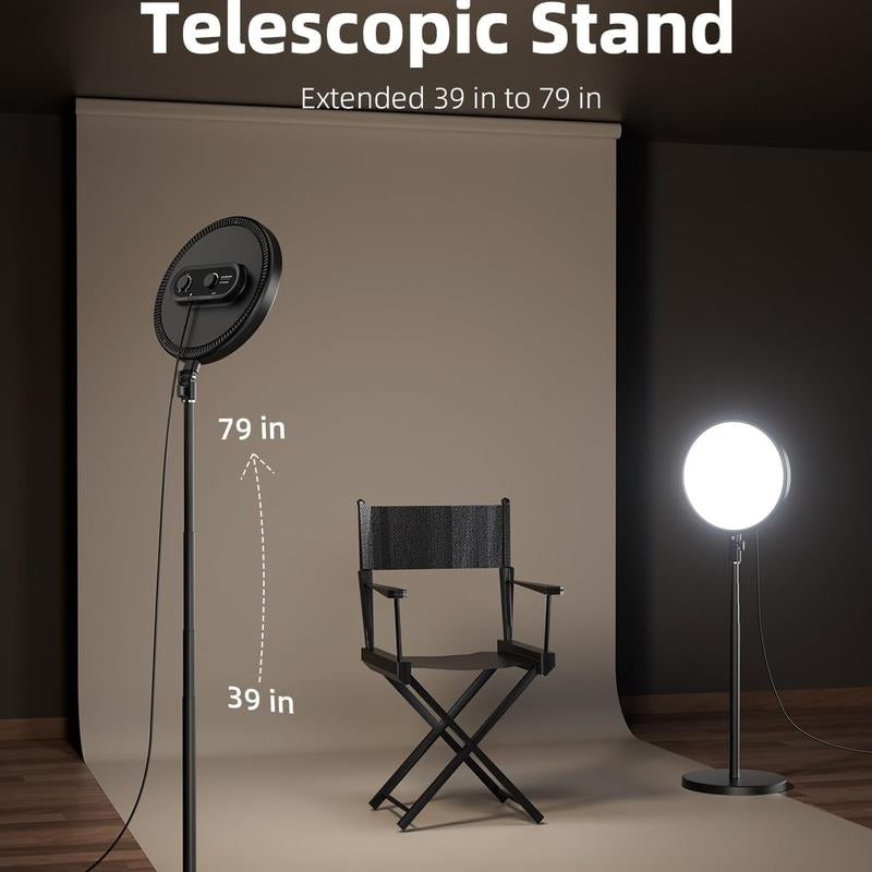 Weilisi Large Ring Light with 79" Stand, 6500K Full-Screen Selfie Ring Light with Stand and Phone Holder, Professional Big Ring Light for Live Stream, Youtube, Tiktok, Makeup, Video, Barber, Photography