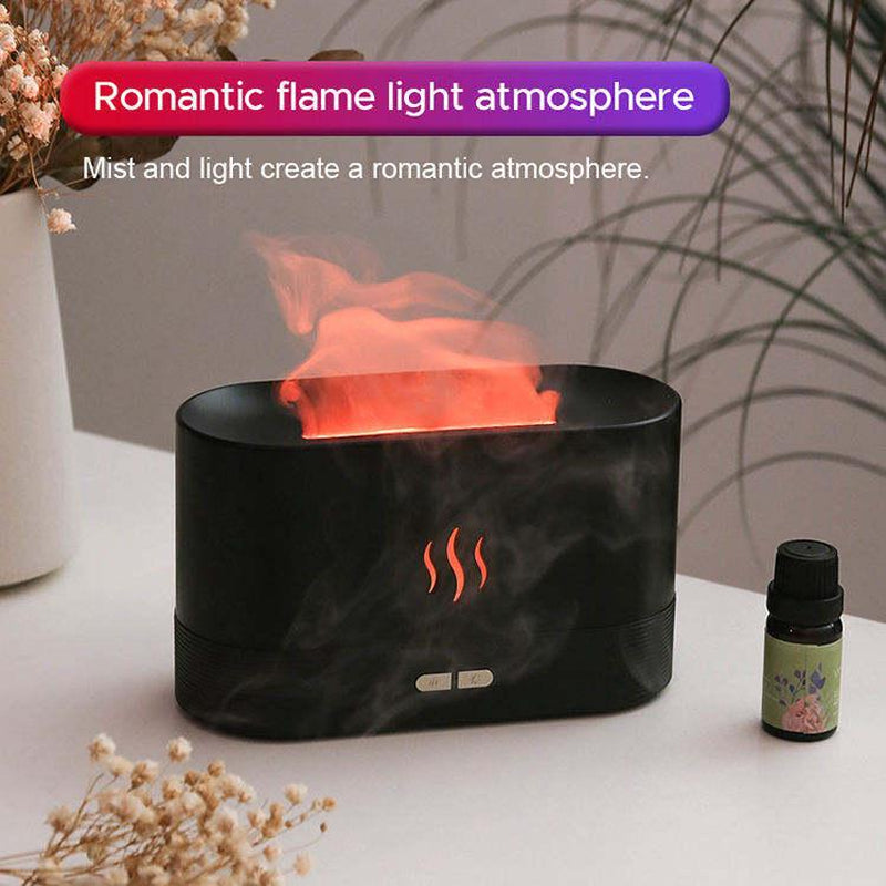 Flame Humidifier 180Ml Cool Mist Maker Fire Diffuser with Auto-Off Protection,Usb Powered, 7 Flame Colors, Noiseless Design for Household Use