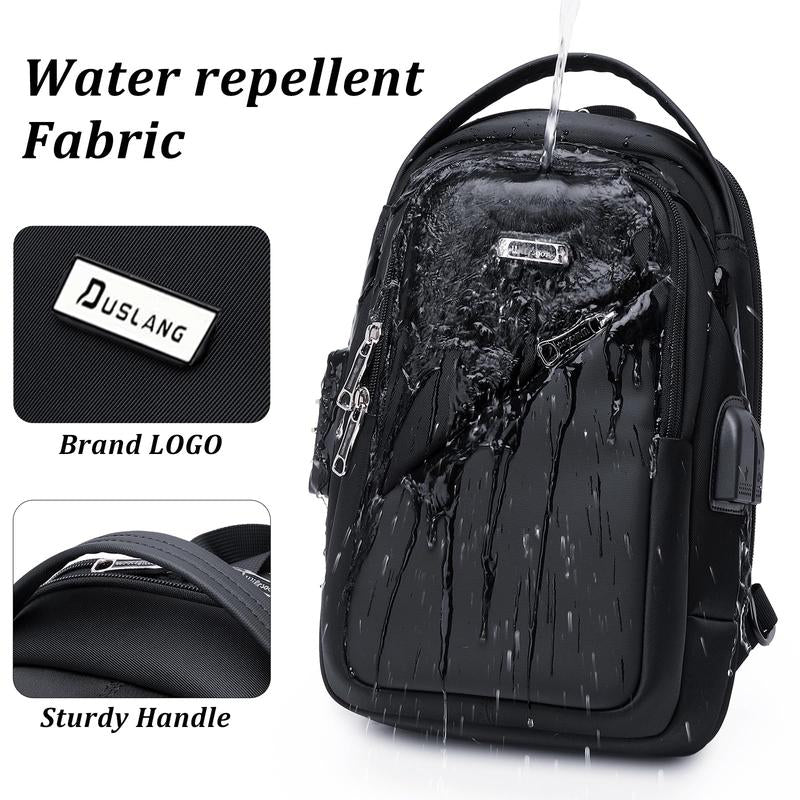 Outdoorfun Hiking Daypack Shoulder Backpack Crossbody Sling Bag for Men, Chest Bags with USB Charger Port for Casual Camping Biking Travel Cycling