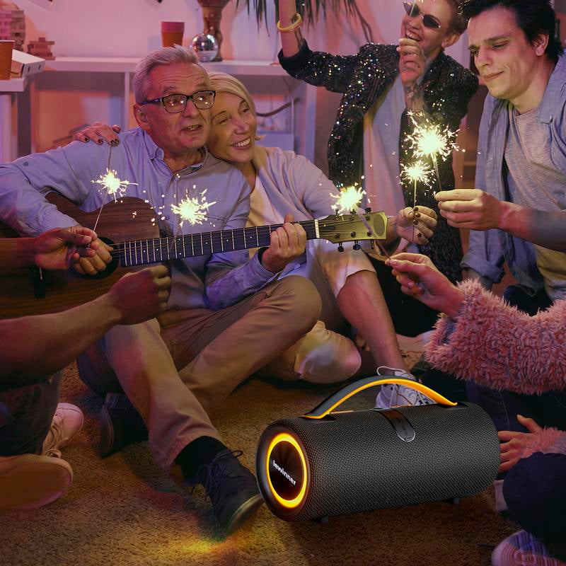 Lewinner Portable Wireless Speaker, Outdoor Wireless Speakers with 60W Loud Stereo Sound, Deep Bass, RGB Lights, Dual Pairing, 20Hours Playtime for Home/Outdoor/Party/Beach, Gift Ideas Audio Smartphone