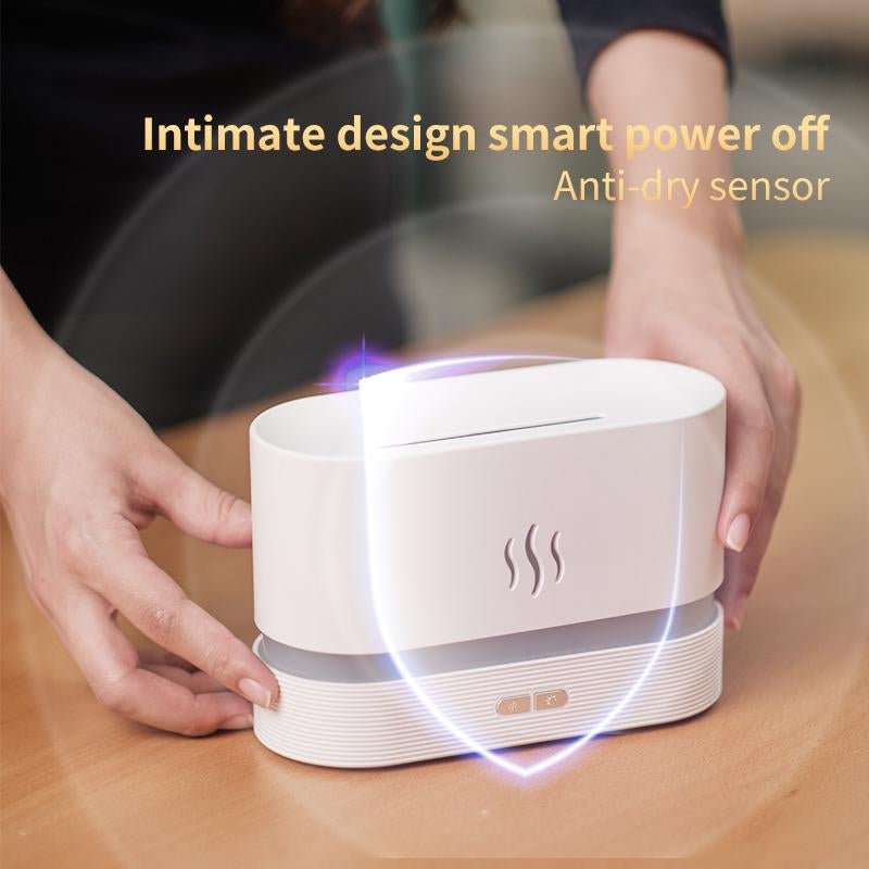 Flame Humidifier 180Ml Cool Mist Maker Fire Diffuser with Auto-Off Protection,Usb Powered, 7 Flame Colors, Noiseless Design for Household Use