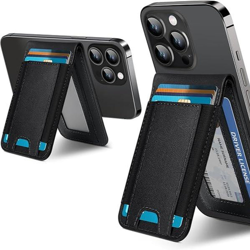 Magsafe Wallet, for Iphone 16/15/14 Pro Max/14 Pro/14/14 Plus/13/12 Promax Series, 9 Cards Holder, Vegan Leather, Electronics Accessories Cellphone Smartphone Black Metallic