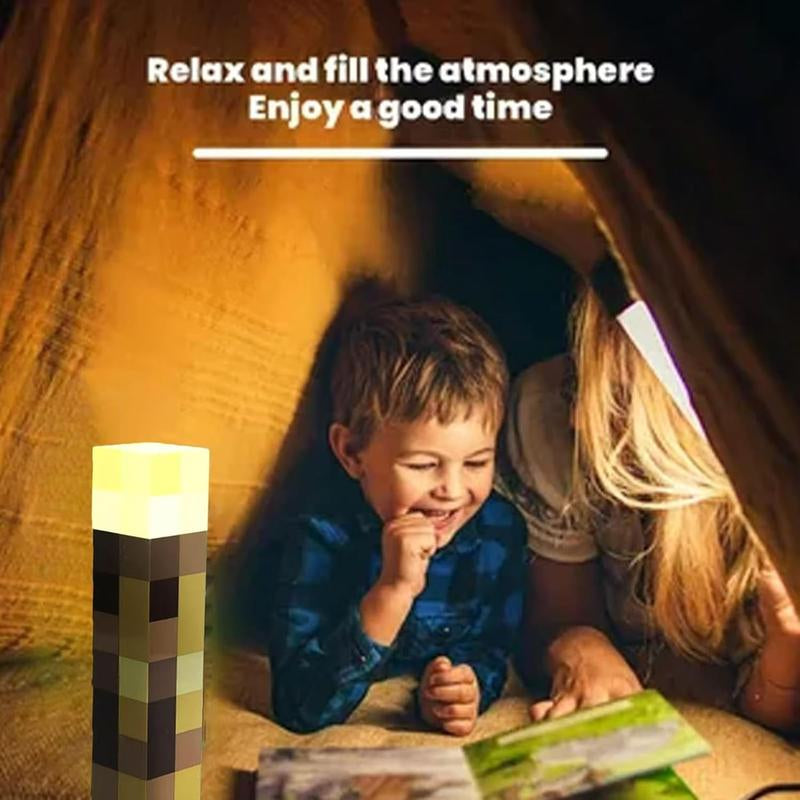 Light-Up Wall Torch -Pixel Brownstone Torch Lamp - USB Pluggable Night Lamp - Hand Held or Wall Mount Lighting