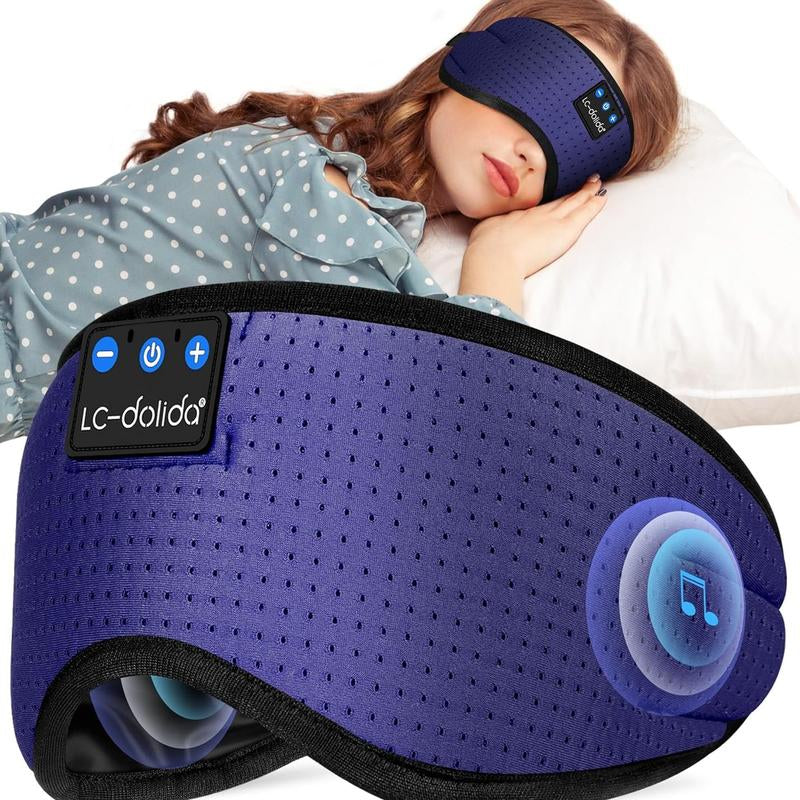 Lc-Dolida 3D Bluetooth Sleep Mask with Headphones, Wireless Music Sleep Headband Eye Mask for Side Sleepers,Sleeping Comfortable Black-3D Relaxation Light Blockin Travel