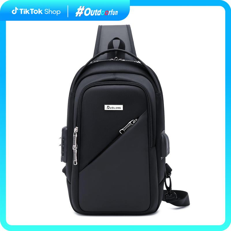 Outdoorfun Hiking Daypack Shoulder Backpack Crossbody Sling Bag for Men, Chest Bags with USB Charger Port for Casual Camping Biking Travel Cycling